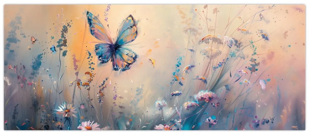Tablou - Pajiște cu Fluture II (120x50 cm)