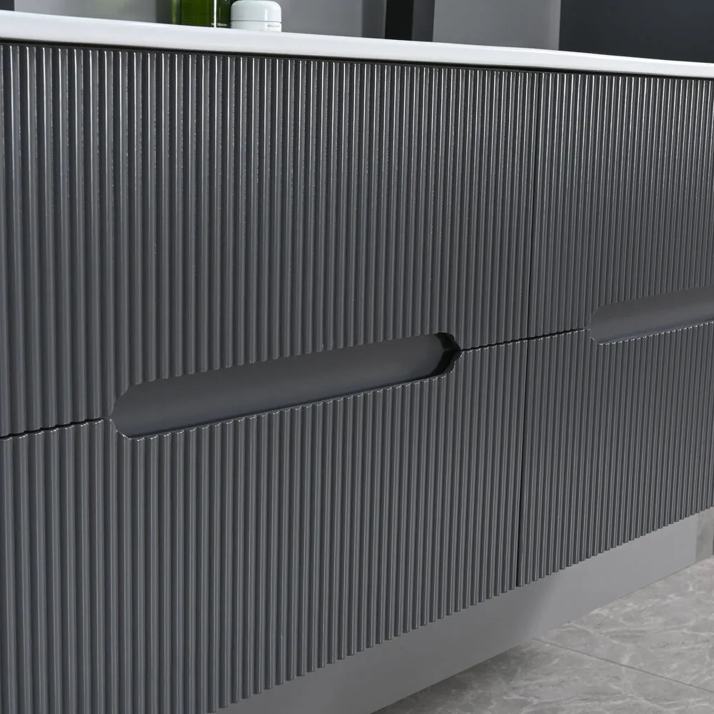 Trent 120 dulap de baie inferior cu chiuvetă ceramică 4 sertare, gri antracit