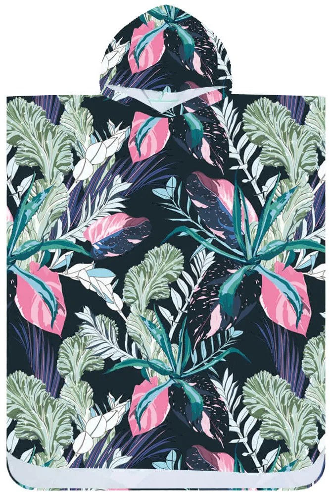 Poncho prosop de plaja NIGHT BLOSSOM negru 80x145 cm