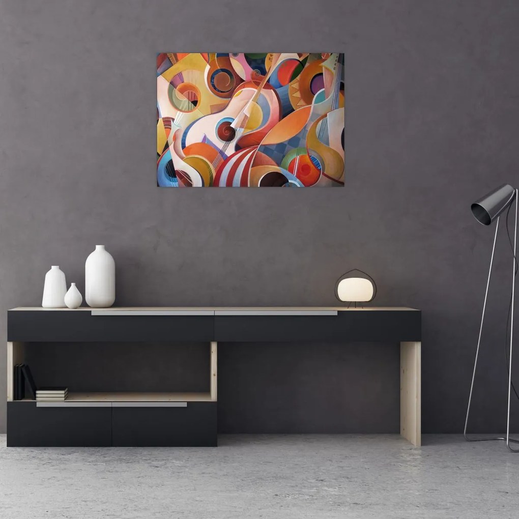Tablou pe sticlă - Abstract muzical (70x50 cm)