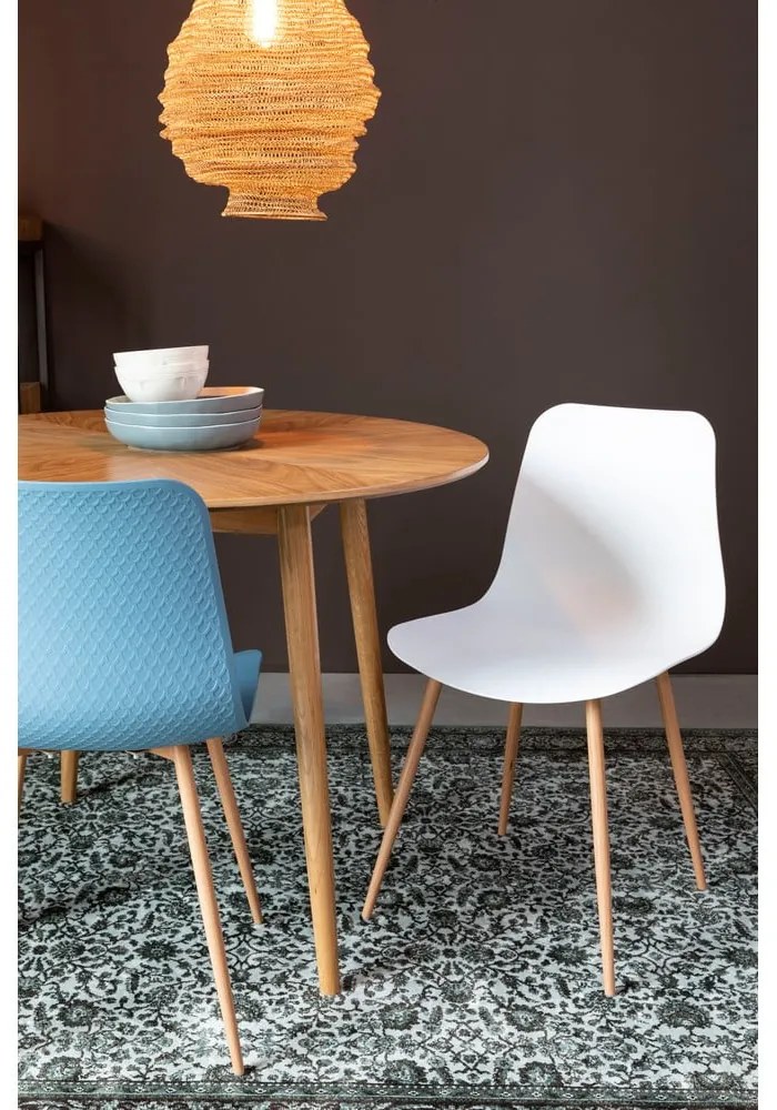 Masă de dining rotundă cu blat cu aspect de lemn de stejar ø 100 cm Fabio – White Label