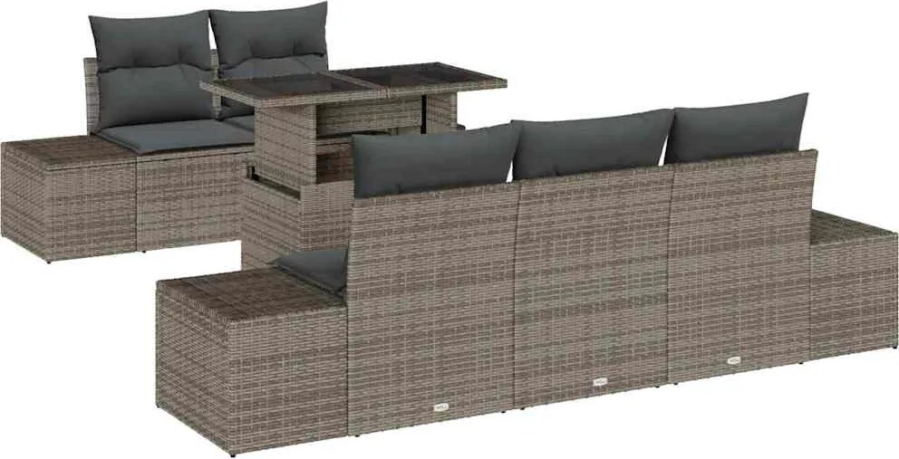 vidaXL Set de canapele pentru grădină cu pernă cu depozitare 6 pcs Gri