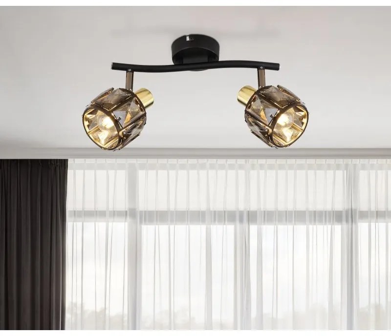 Aplica de perete / tavan cu 2 spoturi design modern INDIANA auriu, negru