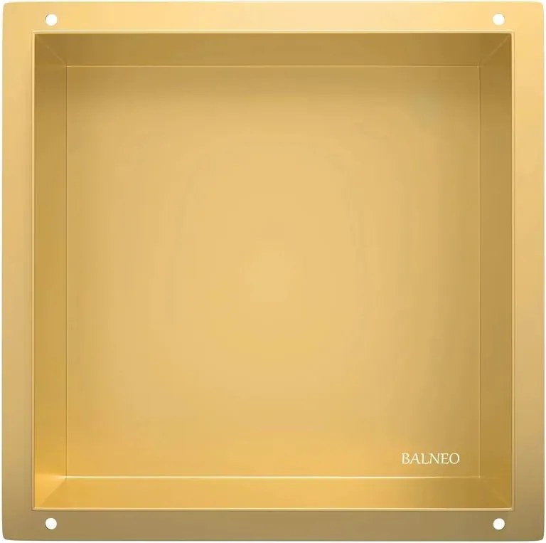 Raft incastrat patrat Balneo Wall-Box No Rim 30x30x10 cm auriu lucios fara rama