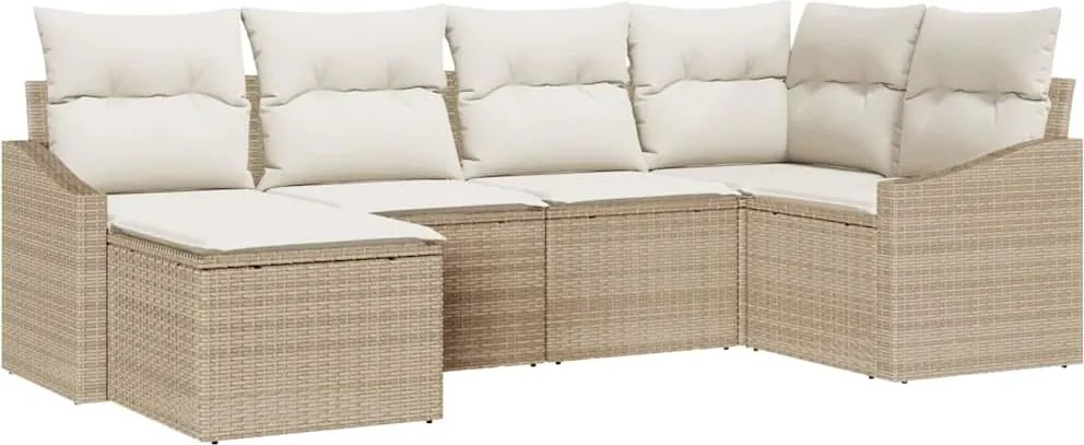 vidaXL Set de masă pentru grădină cu pernă 6 pcs Bej și crem