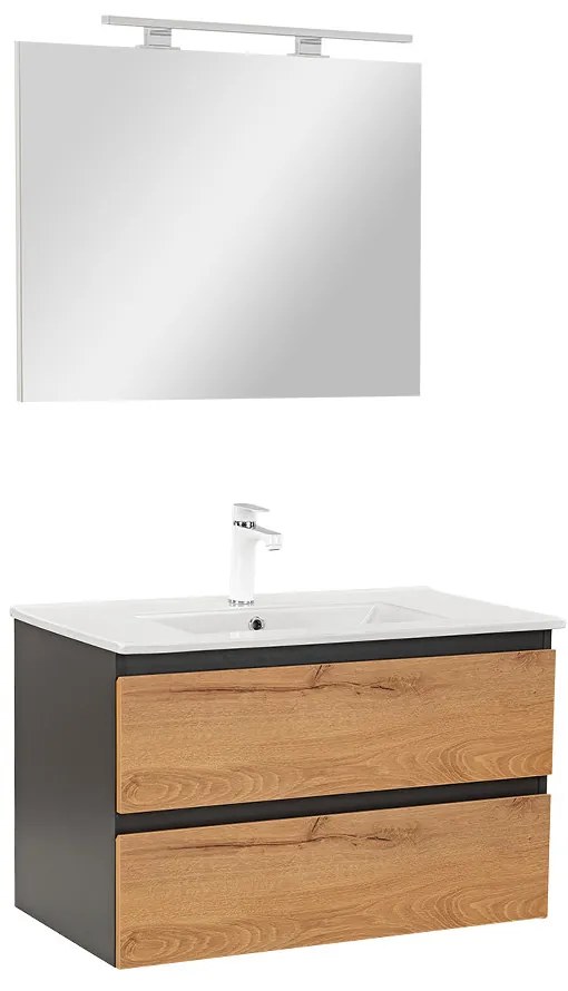 Mobilier complet de baie Vario Forte 80 antracit-stejar