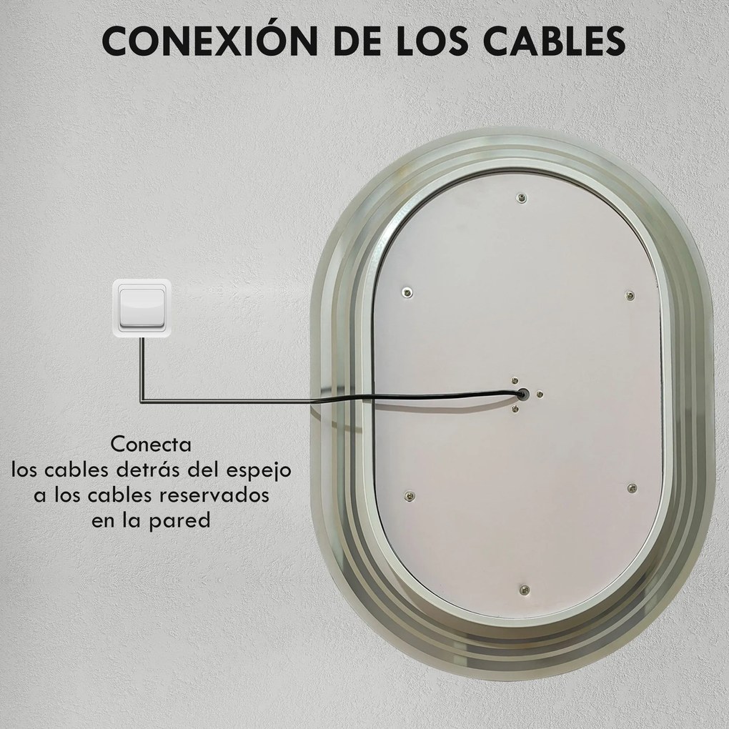 kleankin Oglindă Baie cu Lumină 70x50 cm 3 Culori de Lumină, Funcție Anti-abur, Funcție de Memorie, IP44, Orizontal/Vertical | Aosom Romania