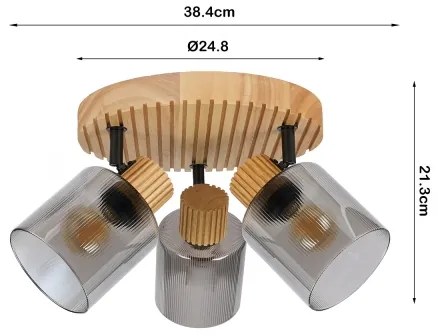 Brilagi - Spot HYGGE 3xE14/15W/230V lemn de cauciuc/fumuriu