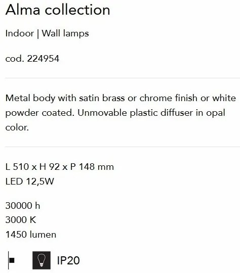 Aplica perete LED pentru oglinda, tablou ALMA AP D51 OTTONE