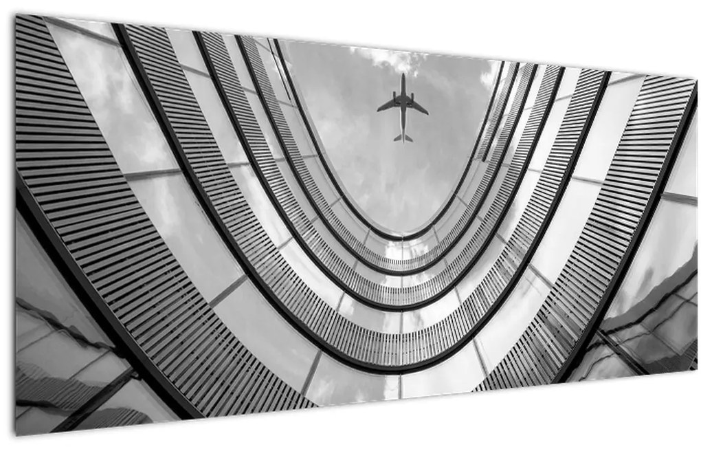 Tablou - Avionul deasupra clădirii (120x50 cm)