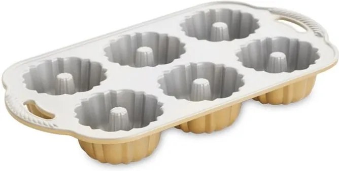 Formă pentru 6 mini prăjiturele Nordic Ware Anniversary, 1,1 l, auriu