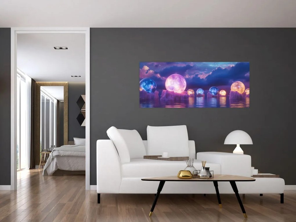 Tablou - Planete pe apă (120x50 cm)
