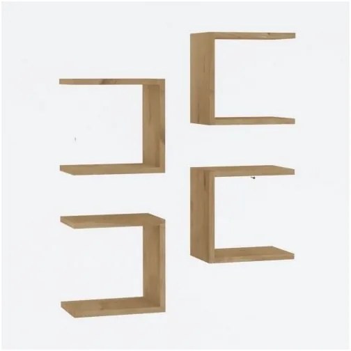 SET 4x etajeră de perete BASE maro