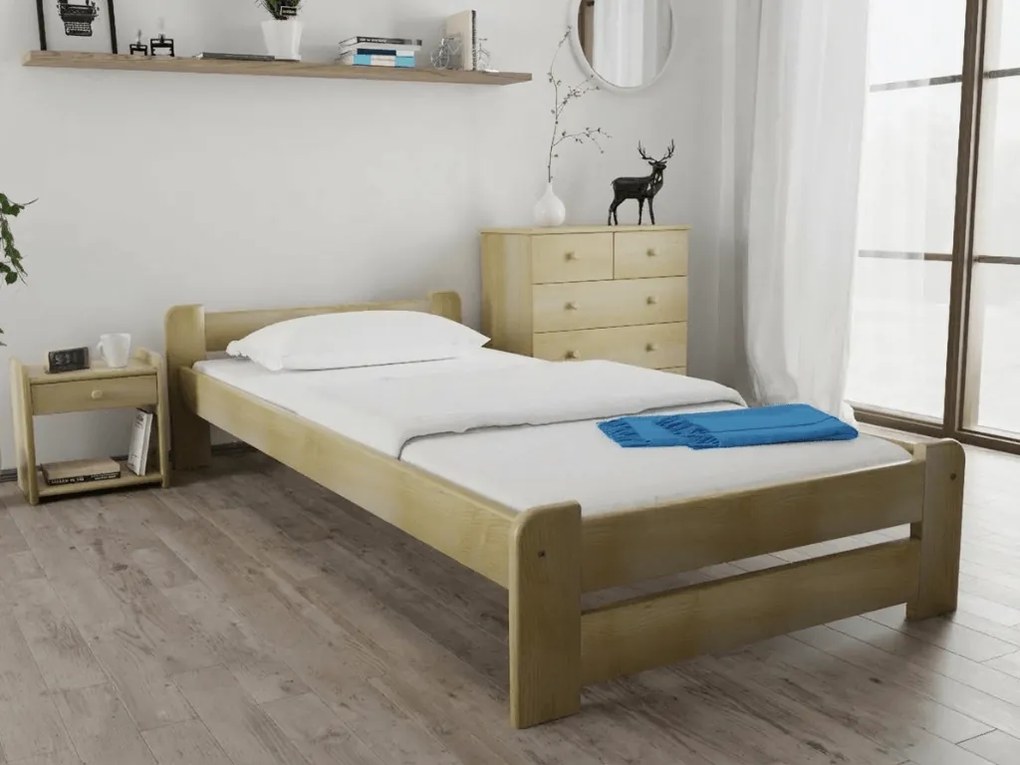 Pat de o persoana Emily 80x200 cm, pin Saltele: Fara saltea, Somiera pat: Cu lamele drepte