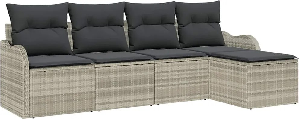 vidaXL Set de canapele pentru grădină 5 pcs Gri deschis poliratan