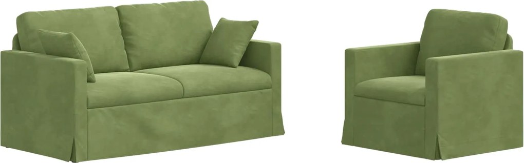 vidaXL Set de canapea 2 pcs Verde deschis 158 x 78 x 80 cm Catifea