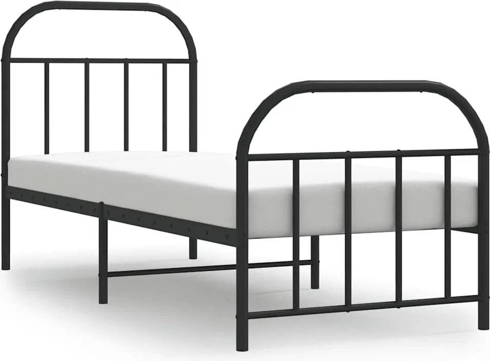 vidaXL Cadru pat metalic cu tăblii de cap/picioare, negru, 75x190 cm