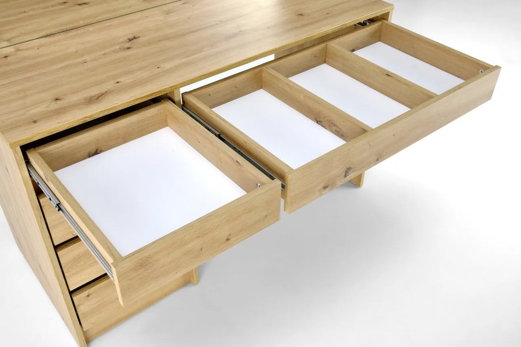 Masuta de toaleta cu oglinda si LED Hollywood XL stejar artizan