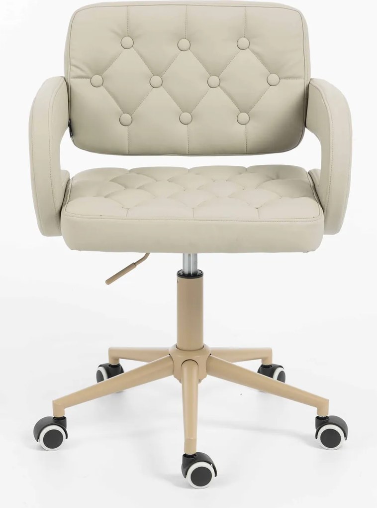 HR8403K Scaun Ecru Piele Ecologica Premium Soft cu Bază Crem