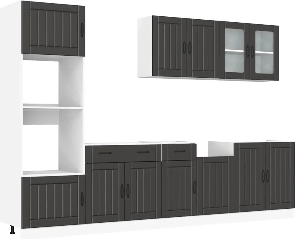 vidaXL Set dulap de bucătărie 7 piese „Kalmar” lemn negru prelucrat