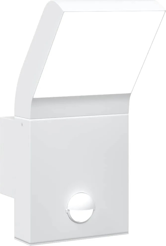 vidaXL Lampă exterioară de perete cu LED/senzor, alb, aluminiu turnat