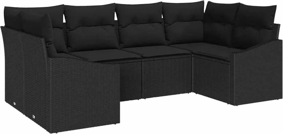 vidaXL Set de canapele pentru grădină 6 pcs Negru poliratan