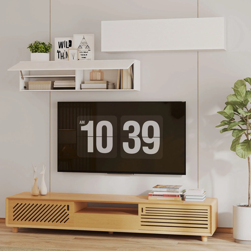 HOMCOM Dulap de Baie Montat pe Perete, Dulap Suspendat Modern cu Ușă Soft Close, 2 Compartimente și Raft Reglabil, pentru Living și Hol, Economisire Spațiu, 120x23x30 cm, Alb | Aosom Romania