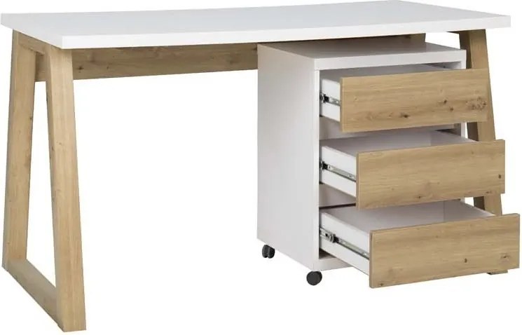 Birou IWO I – 135x65x75.2 cm – Stejar Artisan / Alb