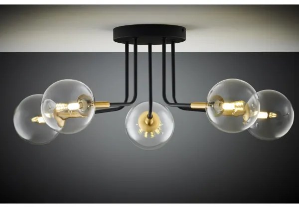 Lustră pe tijă Jupiter 2040 BURANO 5xG9/10W/230V negru/auriu/transparent