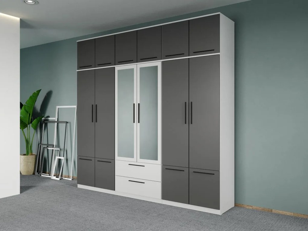Set mobila dormitor 4 piese Alb/Gri Levi C32