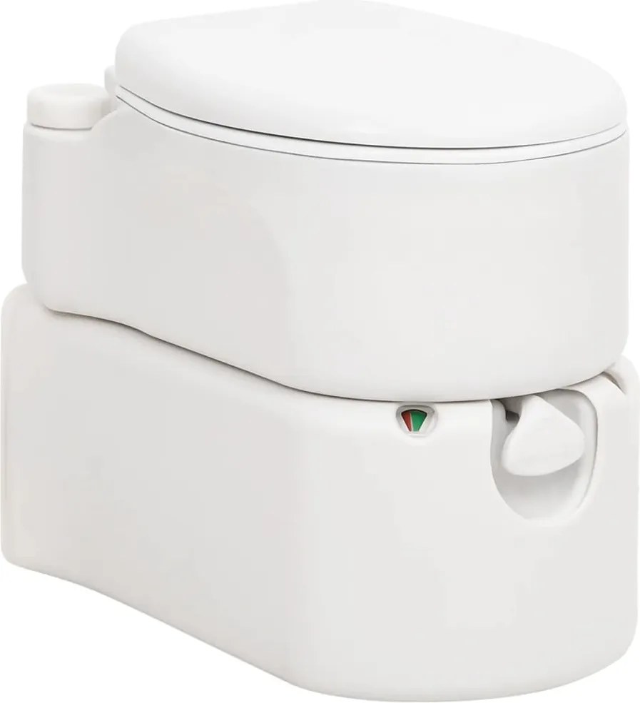 vidaXL Toaletă de camping integrată, alb, 24+17 L HDPE și email