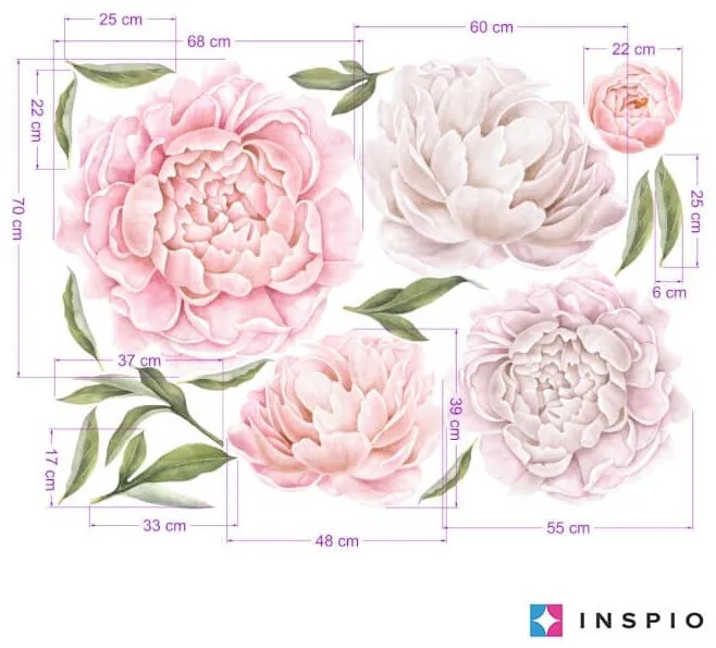 INSPIO Tapet autoadeziv cu flori - Bujori roz deschis