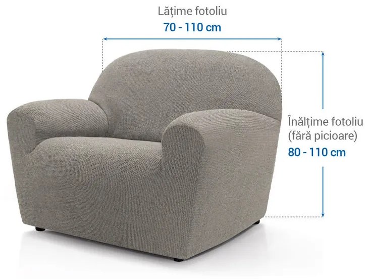 Huse super elastice HARMONIA gri deschis fotoliu (l. 70 - 110 cm)