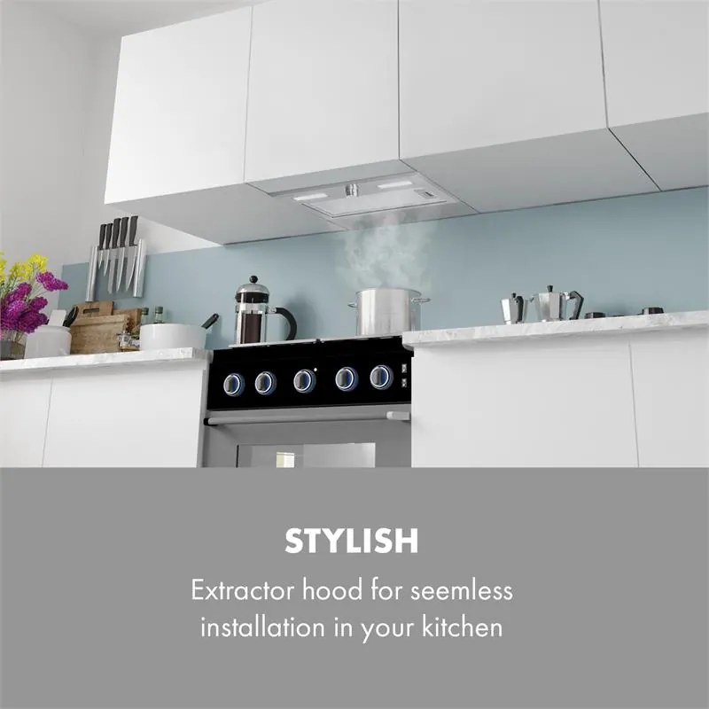 Klarstein Simplica, hotă, încorporat, 52 cm, extracție aerului: 400 m³ / h, LED, oțel inoxidabil