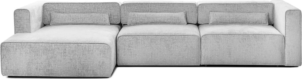 Colțar Extensibil 5 locuri ZANETTO, cu ladă de depozitare, 340x157x70 cm, Gri-Argintiu-Onyx / Stanga