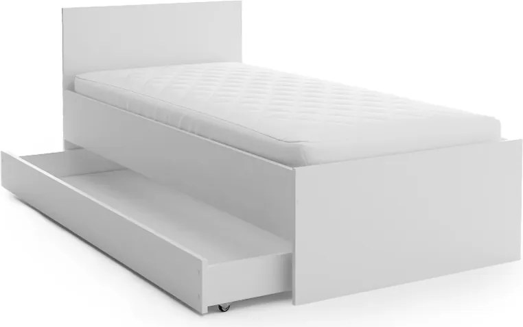 Pat ELISA 90 x 200 cm, alba Saltele: Cu saltele Coco Maxi 20 cm, Somiera pat: Cu lamele drepte
