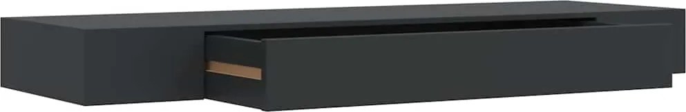 vidaXL Raft de perete suspendat cu sertar, negru, 80 x 25 x 8 cm