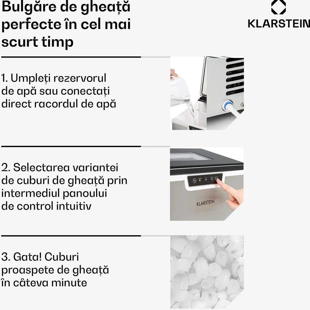 Klarstein Icefestival Bullet, mașină de făcut gheață, 195 W, 1,9 litri, 20 kg în 24 ore