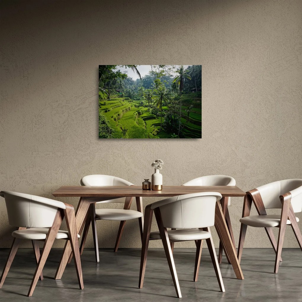 Tablou pe sticlă cu terasele cu orez Tegalalang, Bali (70x50 cm)