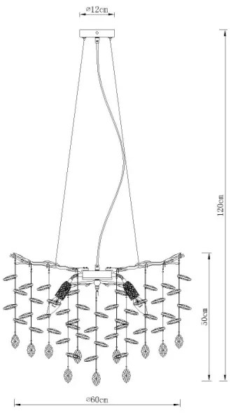 Globo 64138H1S - Candelabru suspendat pe cablu QUEENA, 8xE14/40W/230V, argintiu