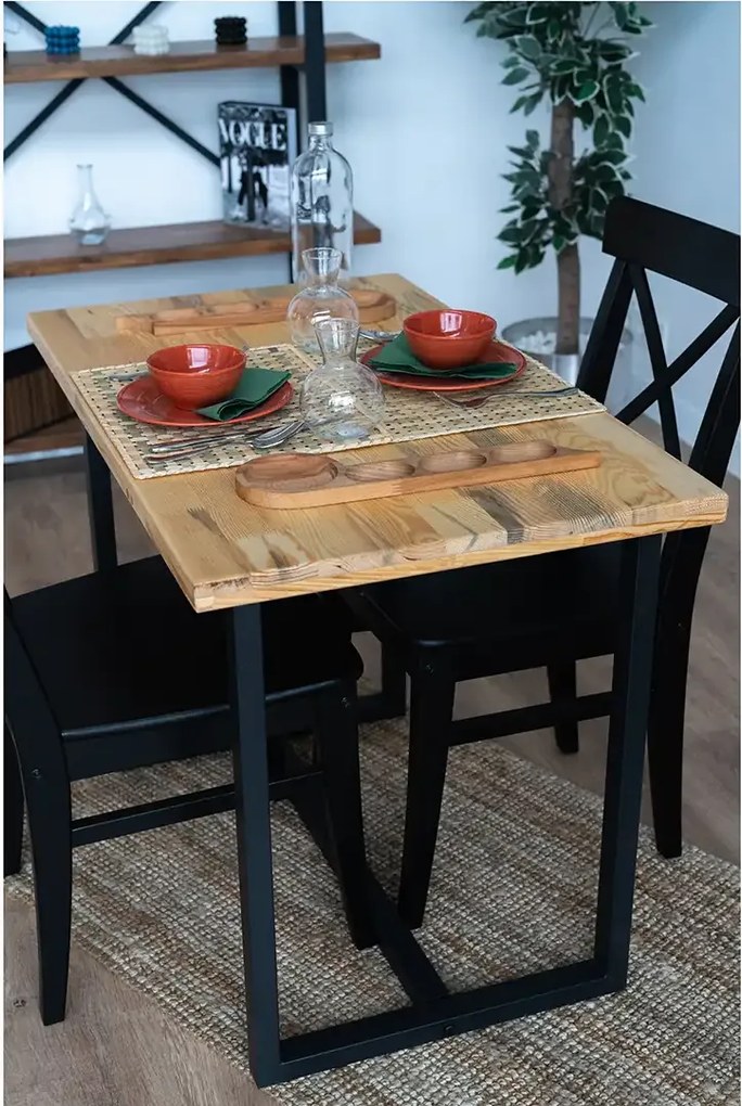 Masa bucatarie  lemn.seria wood A-620,pin natur-negru,100x59x75 cm, 30103