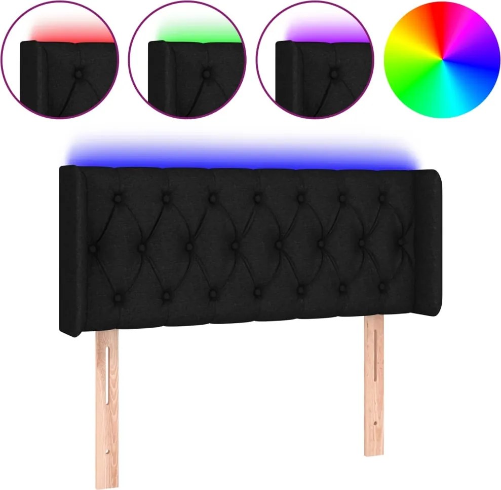 vidaXL Tăblie de pat cu LED, negru, 103x16x78/88 cm, textil