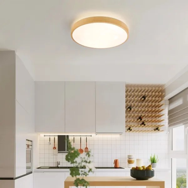 Brilagi-LED Corp de iluminat reglabil GLASS POOL DOUBLE LED, 48W, 230V, 40 cm, decor lemn + telecomandă