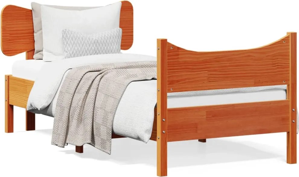 vidaXL Cadru pat fără saltea, maro ceruit, 75x190 cm, lemn masiv pin