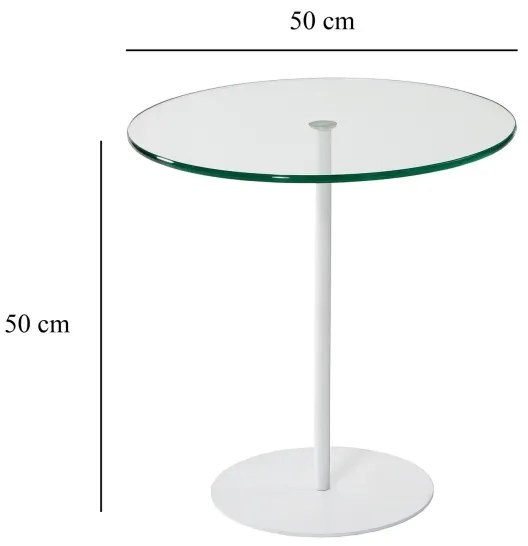 Măsuță laterală CHILL 50x50 cm alb/transparent