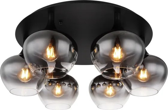 Globo 15548-6D - Lustră aplicată MAXY 6xE27/40W/230V Ø 65 cm neagră