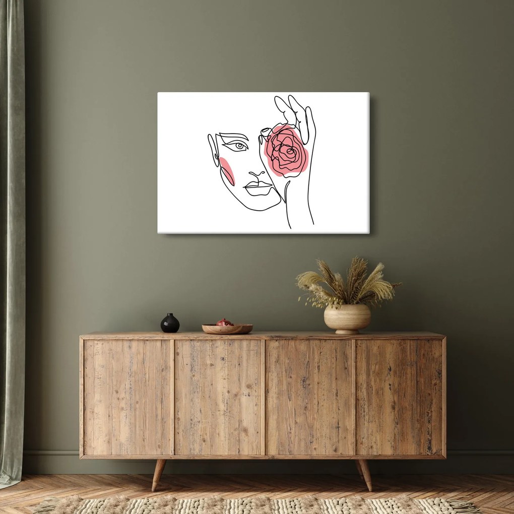 Tablou - Linie de artă față cu trandafir (90x60 cm)