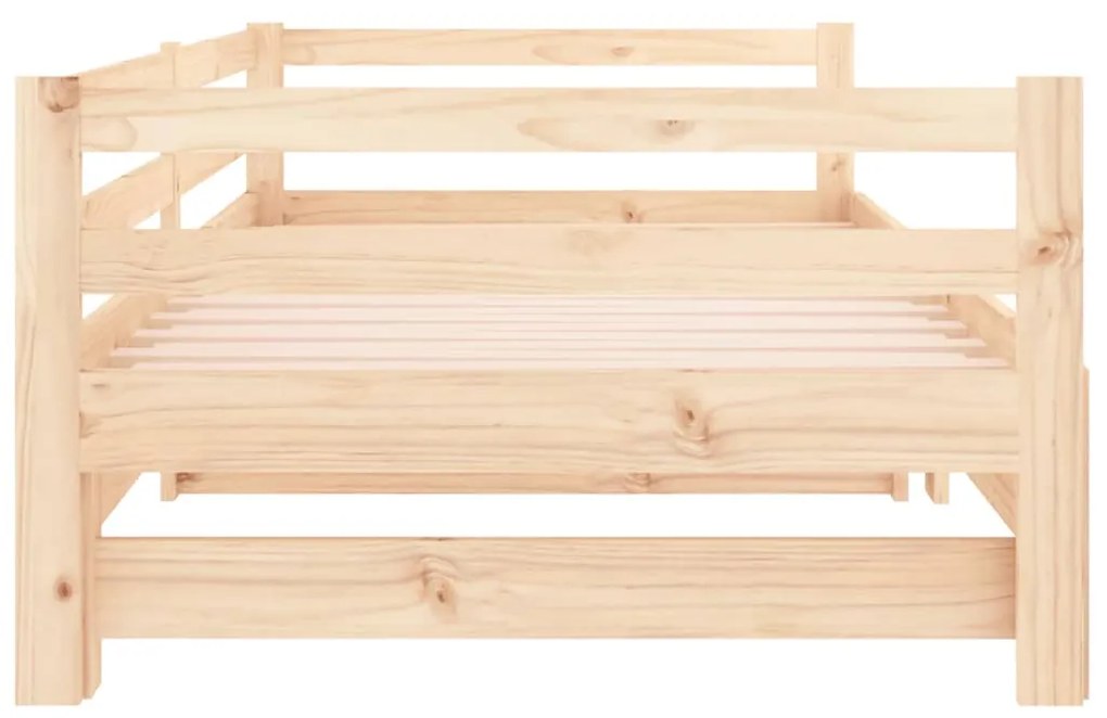 Pat de zi extensibil, 2x(80x200) cm, lemn masiv de pin Maro
