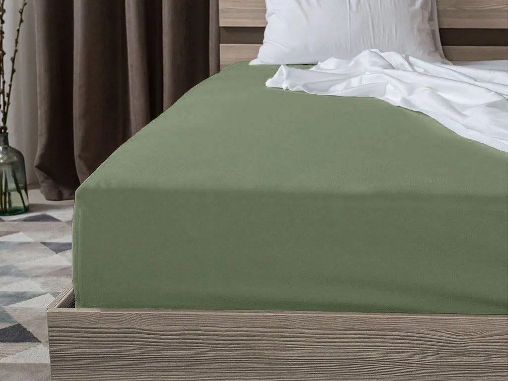 Cearsaf Jersey verde inchis 160 x 200 cm