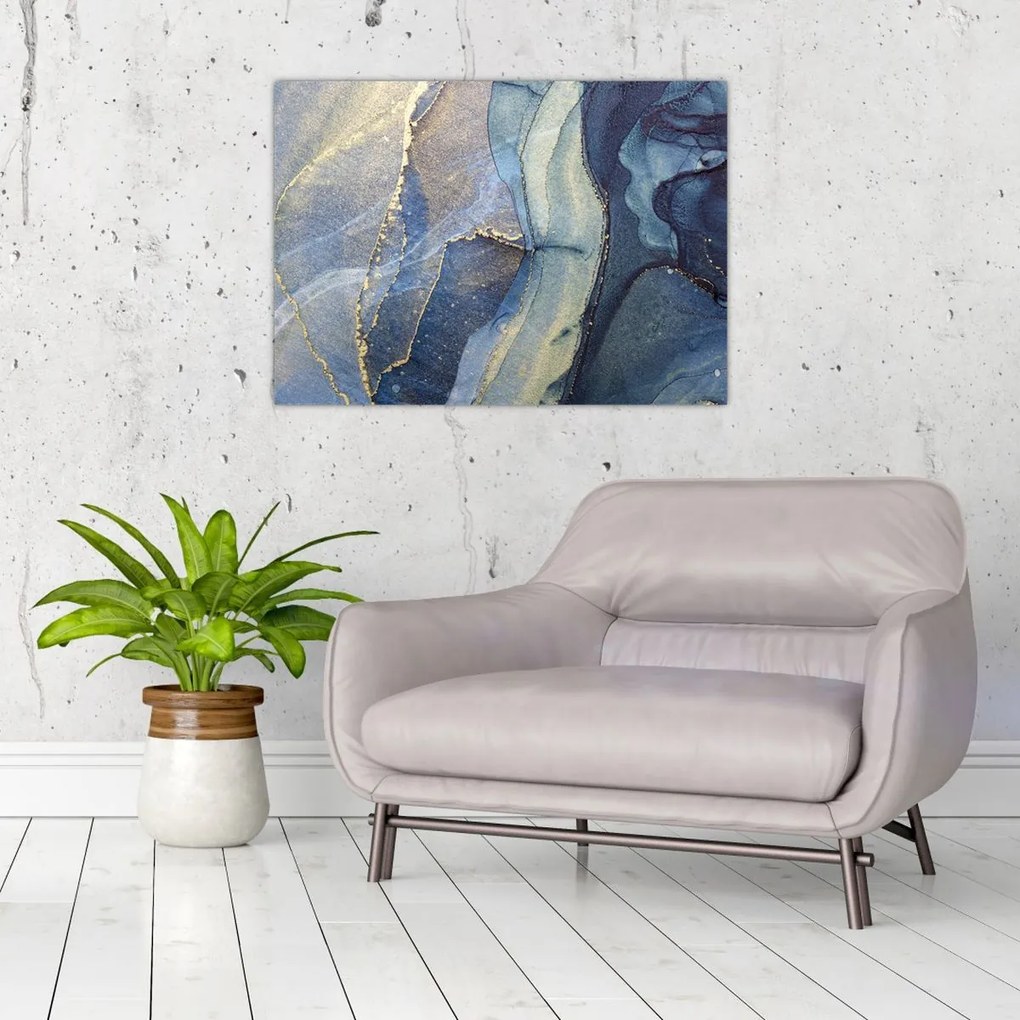 Tablou pe sticlă - Abstracție cu cerneală cu alcool (70x50 cm)